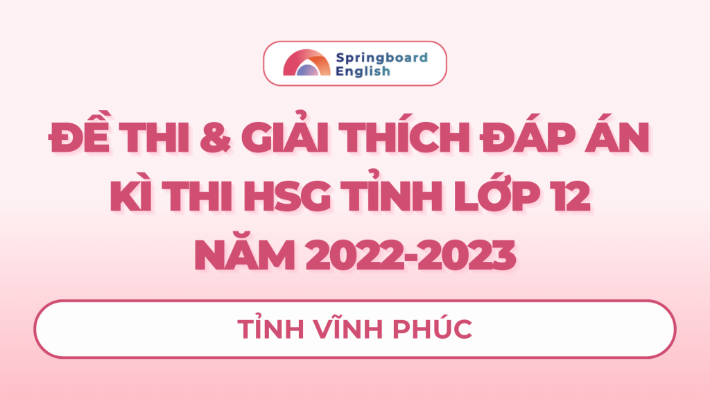 Đề thi HSG tỉnh Vĩnh Phúc 2022-2023